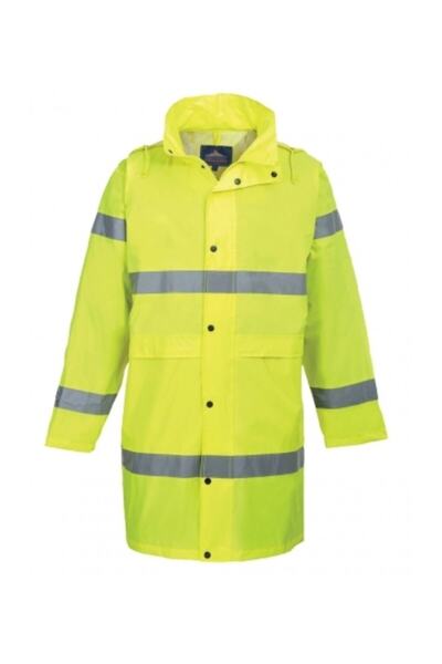 PORTWEST معطف واق من المطر أصفر طويل مع عاكسات