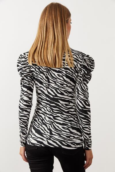 Cool & Sexy Dámská černo-bílá halenka s balonovým vzorem Zebra EY1062