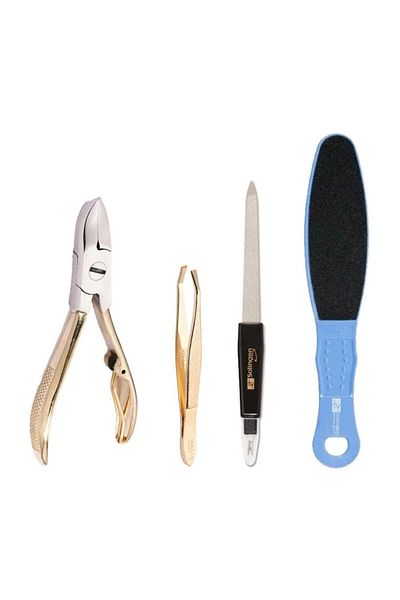 Lionesse Solingen Nail Clip 7202g+Foot File 7156+Hand File with Meat Pusher+Tweezers 7336