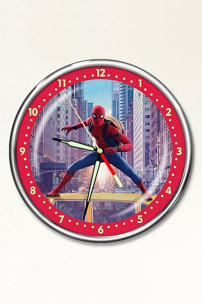 Dekor Loft Ρολόι τοίχου για παιδικό δωμάτιο Premium Night Shining Spiderman
