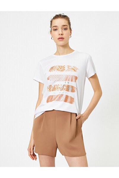 Koton Dámské tričko Ecru 0KAK13636EK