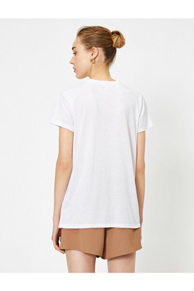 Koton Dámské tričko Ecru 0KAK13636EK