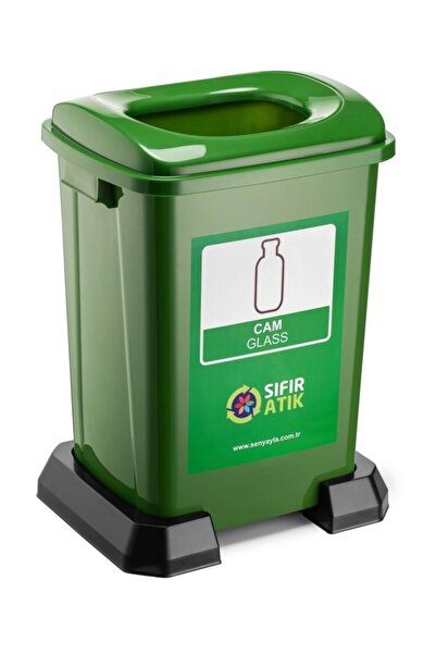 Şenyayla Plastik 50 lt Sıfır Atık Geri Dönüşüm Çöp Kovası (Cam Atık)
