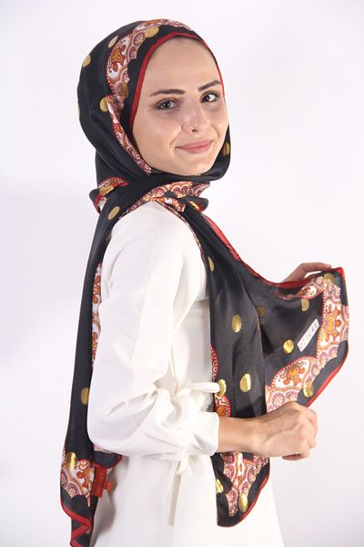 AWAM SILK Women's Black Patterned Shawl