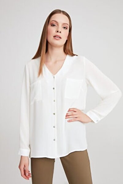 gusto kadin beyaz v yakali bluz fiyati yorumlari trendyol