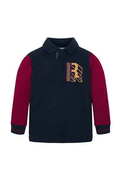 MAYORAL Tricou polo cu mânecă lungă de iarnă, albastru bleumarin, argintiu