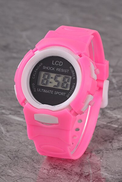Polo55 Plcdjt023r04 Çocuk Pembe Dijital Kadran Silikon Kordon Kol Saati