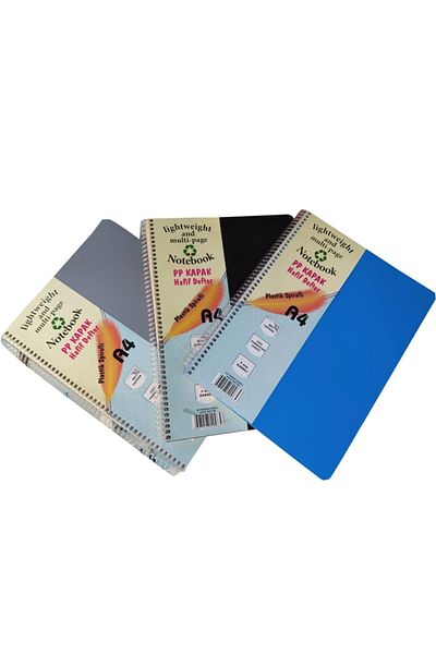 Saray 3 Pieces A4 Plastic Cover 80 Sheets Checkered Not Tired Notebook Sry