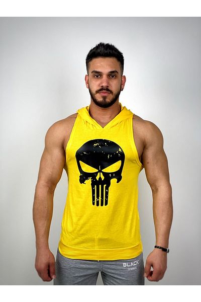 BLACK - Tricou de fitness cu glugă Punisher