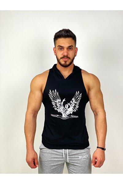 BLACK - Фітнес-майка з капюшоном Zyzz