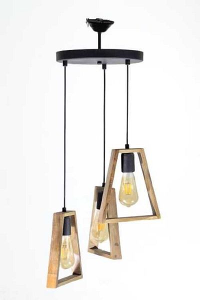Uçar Wooden Triple Chandelier