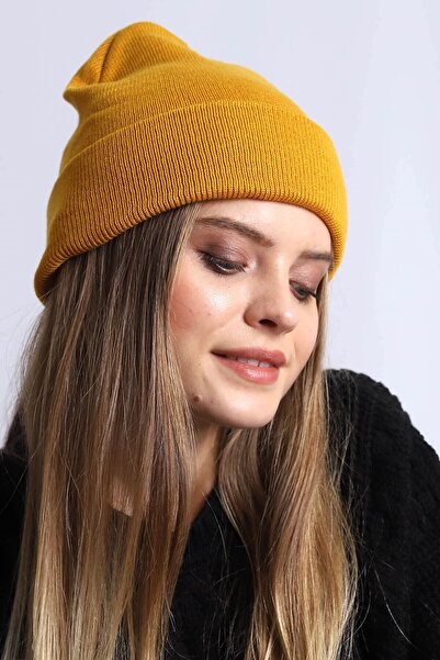 Deafox Mustard Colored Folded Beret