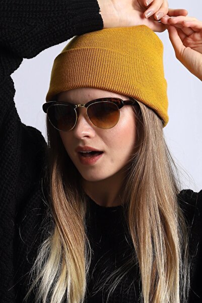 Deafox Mustard Colored Folded Beret