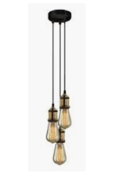habek avize Beyaz Retro Üçlü Sarkıt Avize, En 15cm, Yükseklik 75cm, Şık ve mo...