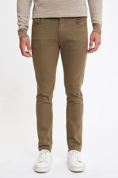 DeFacto Ανδρικό παντελόνι από ύφασμα χακί Slim Fit Flexible Gabardine S3636AZ20AU