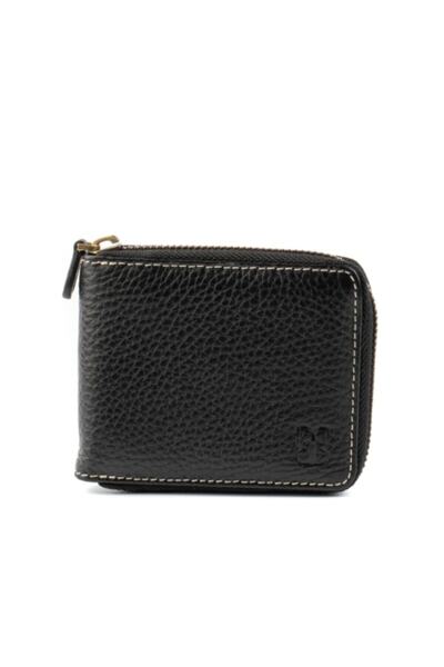 PİRCİ Leisure X Fermuarlı Deri Erkek Cüzdanı Siyah