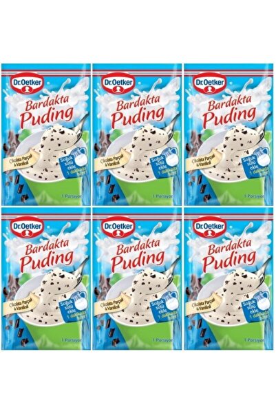Dr. Oetker Bardakta Puding Çikolata Parçalı & Vanilin 34 gr 6 Adet