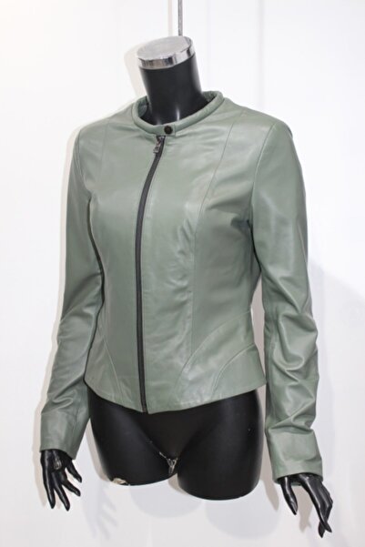 Metins Leather Kadın Yosun Hakiki Deri Mont