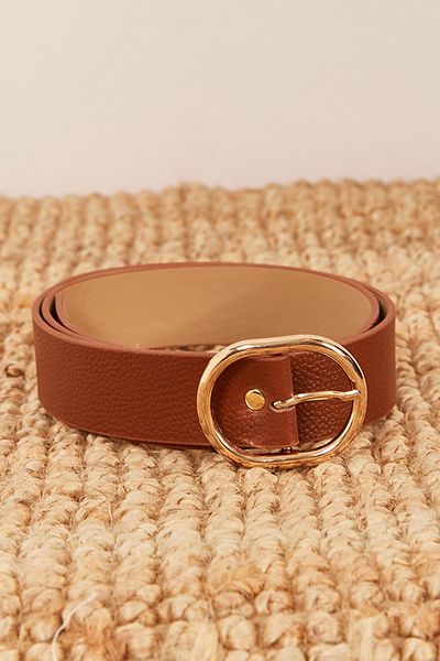 Lafaba Women's Tan Oval Buckle Belt