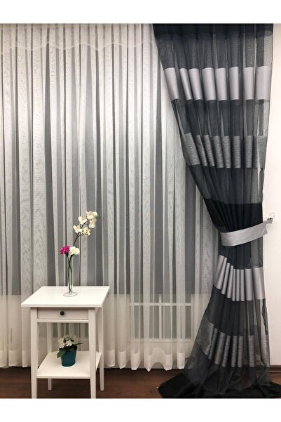 Esse Home Пряма тюлева штора - Екрю колір - зі складками, 200x260, рідкі складки, 1/2