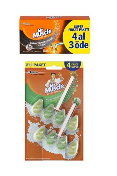 Mr. Muscle Lavabo Açıcı Granül 4 Al 3 Öde + Klozet Temizleyici Blok Çam 2'li ...