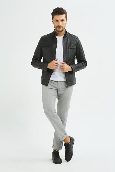İkbal Men's Black Alexander Genuine Leather Coat