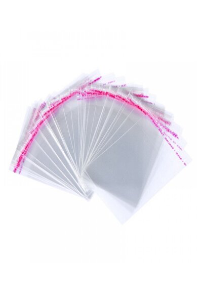 RoseRoi 50 Adet Cerrahi Maske Koruma Poşeti Şeffaf Bantlı Kendinden Yapışkanlı Jelatin Poşet 12 X 30 Cm