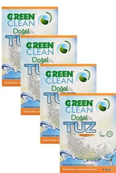 U Green Clean ملح طبيعي لغسالة الأطباق باللون الأخضر النظيف، 1.5 كجم، مجموعة من 4 قطع