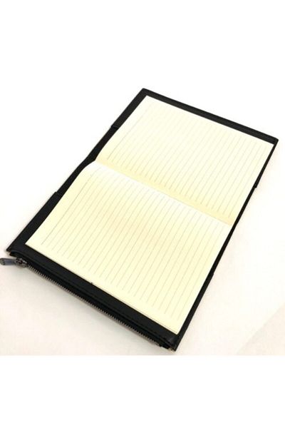 Lizy Blocnotes Lızy 14x20cm 96 Yp. Husă strălucitoare cu dungi cu buzunar cu fermoar - auriu