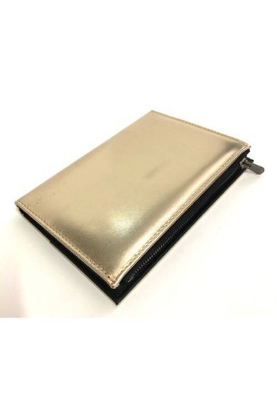 Lizy Σημειωματάριο Lızy 14x20cm 96 Yp. Ριγέ γυαλιστερό κάλυμμα με τσέπη με φερμουάρ - Μπρονζέ