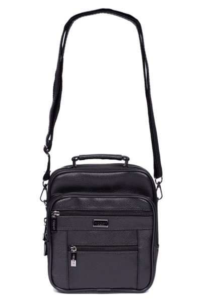 Çanta Modası Men's Black Faux Leather Strap Bag Bu-40