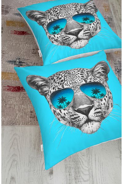 Realhomes Pernă de podea cu animale modernă imprimată digital cu ochelari și motiv leopard (1000 gr umplută în interior)