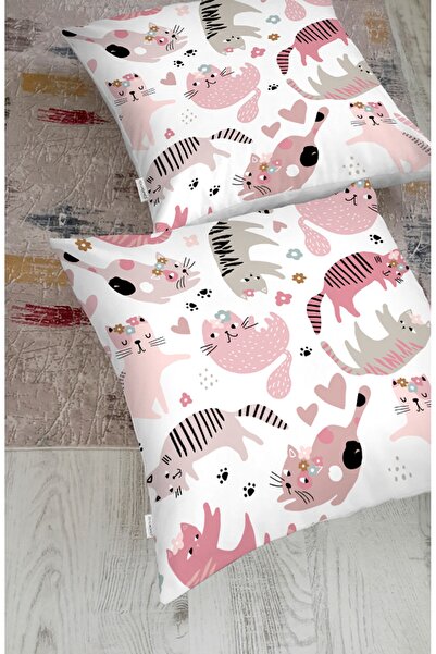 Realhomes Cute Cat Patterned Digital Printed Modern Animal Floor Cushion 1000 gr