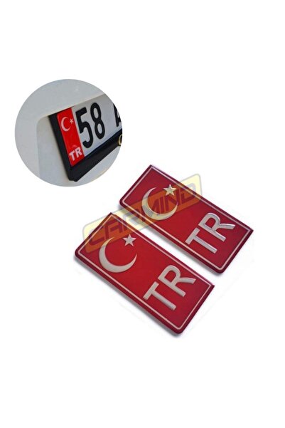 Carmind Plaka Için Ay Yıldız Tr Alüminyum Sticker (2 Adet)