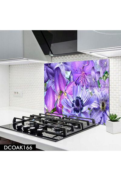 PRATİK DEKOR Floral Patterned Cam Stove Protector