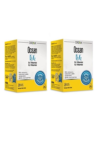 Orzax حمالة صدر فيتامين د3 و ك2 من أوشن - 20 مل × 2 قطعة قطرات