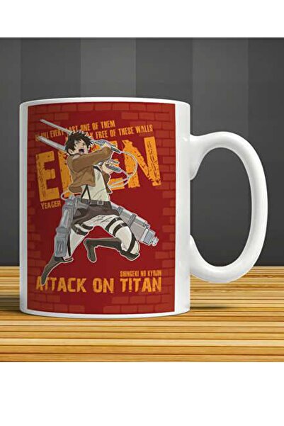MET DESİGN كوب بورسلين مطبوع عليه Attack On Titan Eren