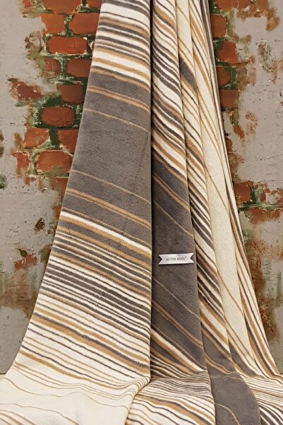 Özdilek Pamuklu Battaniye Tek Kişilik- Striped Bej 150x200 Cm