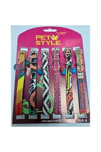 Pet Style Kedi Tasması Yumuşak Doku Zilli Karışık Renk 1cm 1 Adet