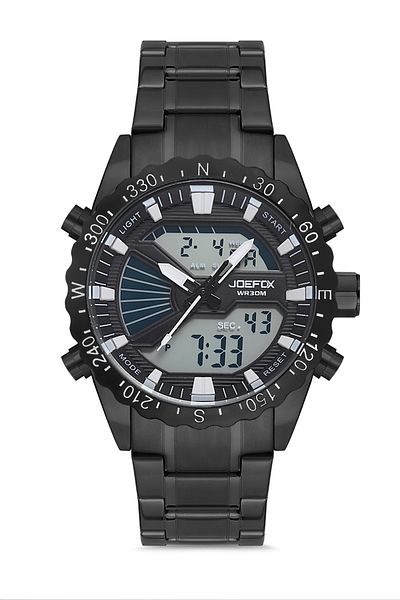 Joefox Digital Analog Men's Wrist Watch with Steel Cord Alarm