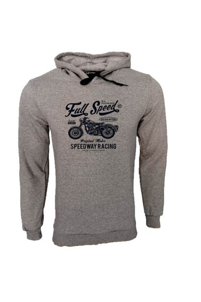Raf Coll Φούτερ Unisex Full Speed ​​​​Motor με στάμπα γκρι μελανζ με κουκούλα