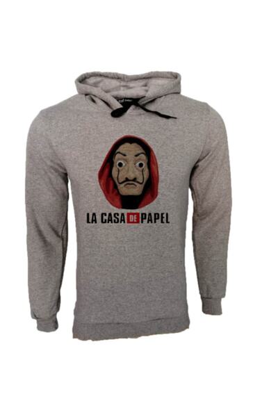 Raf Coll Hanorac cu glugă unisex La Casa De Papel, gri Melange