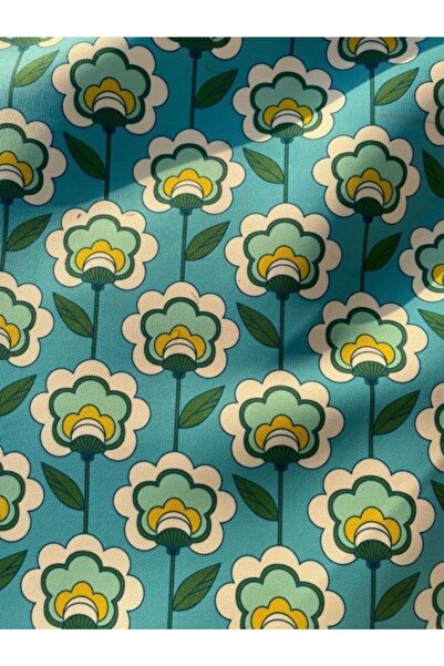 Favor Vintage Çiçek Desenli Dijital Baskılı Kumaş Fvr-1564