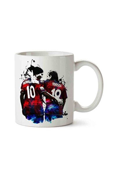ART HEDİYE Double Sided Mug Ronaldo and Messi Image Printed on the Mug