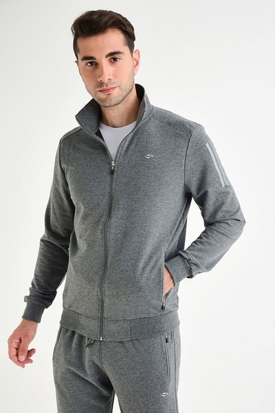 DYNAMO Men's Anthracite Tracksuit Top with Stand Collar and Zipper Pocket