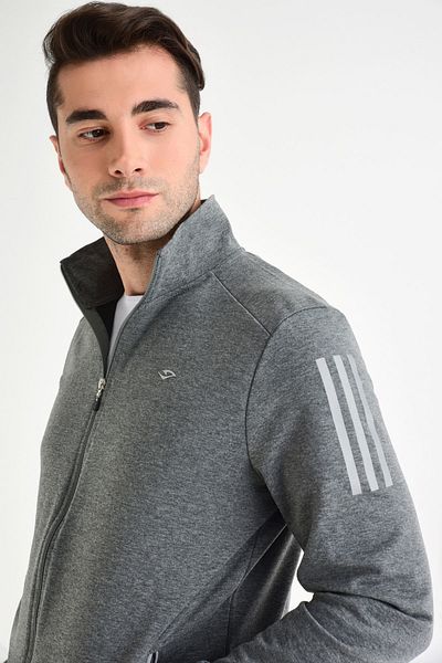 DYNAMO Men's Anthracite Tracksuit Top with Stand Collar and Zipper Pocket