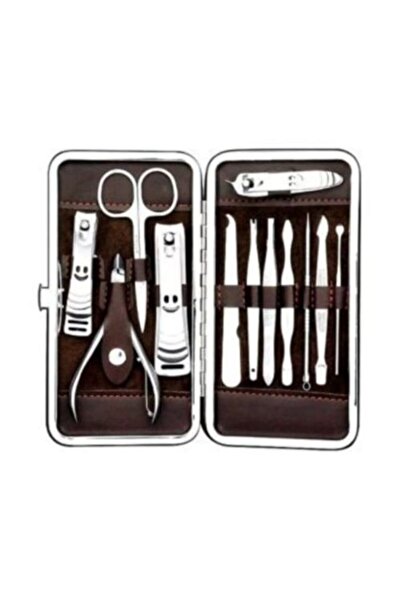 İzla مجموعة مانيكير مكونة من 12 قطعة مع حقيبة جلدية