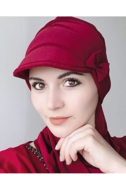 BAV Butik Ayvitrin قبعة شال بونيه بتفاصيل فيونكة بورجوندي للسيدات