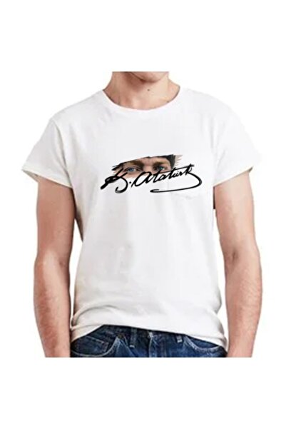 HediyeMania Ανδρικό μπλουζάκι με λευκό σχέδιο Mustafa Kemal Atatürk και το υπ...