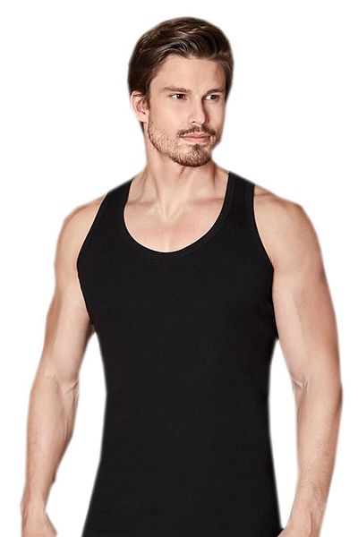 Berrak Men's Black Lycra Cotton Sports Undershirt 6-pack